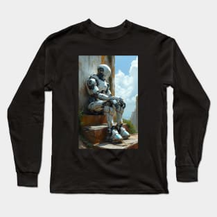 Droid resting on steps Long Sleeve T-Shirt